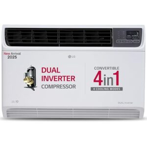 LG 1.5 Ton 3 Star DUAL Inverter Window AC (Copper, Convertible 4-in-1 cooling, 4 Way Air Swing, HD Filter, UW-Q18WUXA, White)